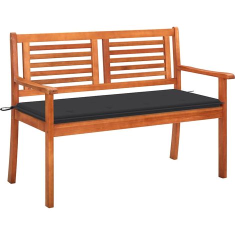 Banc de jardin 2 places avec coussin 120 cm Bois d'eucalyptus