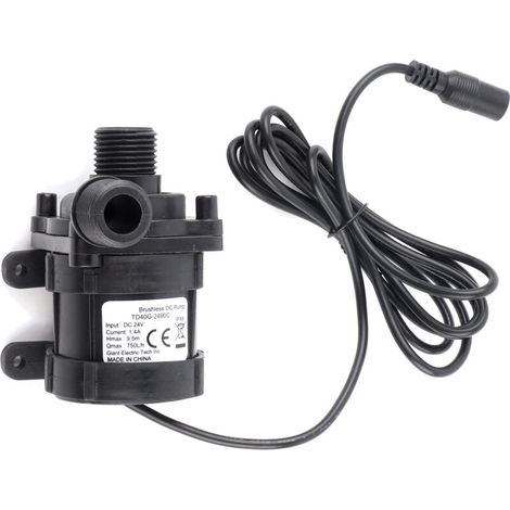 Pompe à eau miniature sans balais 24V DC, débit 750L/H, fonctionnement ultra silencieux (1/5)