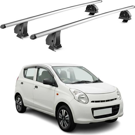 OMAC Barres de toit transversales en aluminium pour Suzuki Alto HA25 2009-2014 – TÜV / DIN 75302:2019 – Antivol inclus – Charge max 75 kg – 2 barres – Gris (1/4)