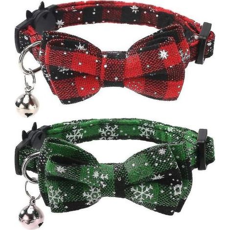Collier Pour Chat - Coton Résistant - Longueur Réglable 20-28 cm - Boucle De Sécurité - Avec Clochette - Lot De 2 (1/5)