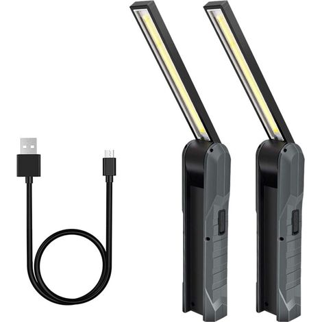 Pièces Baladeuse Led Rechargeable, Lampe de Travail 5 Modes Lampe Mecanicien Torche Pliable Lampe avec Base Magnétique Lampe d'Inspection pour Camping, Réparation Automobile, Gris