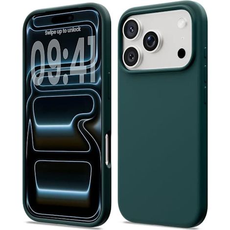 Coque en silicone liquide pour iPhone 17 Pro, coque souple antichoc, protection intégrale, gris clair (1/5)