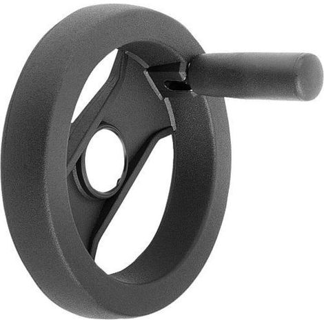 KIPP 2-Speichenhandrad D1=200 Passbohrung D2=20H7 Polyamid schwarz (1/3)