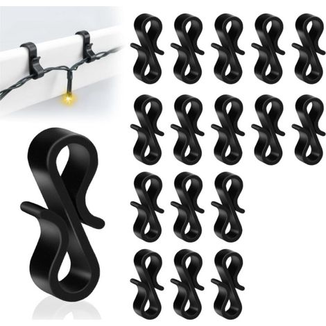 120 PCS Crochets Guirlande Exterieur Noirs, Crochet Gouttiere en Plastique Réutilisables pour Suspension des Guirlandes Lumineuses de Noël, Décorations de Sapin de Noël