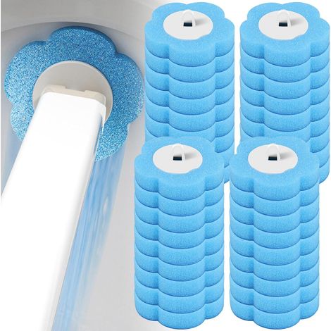 JSSEVN - Pack of 36 disposable replacement heads for toilet brushes, blue sponge, refill head with cleaning product, toilet brush (36 pieces, blue) (1/5)