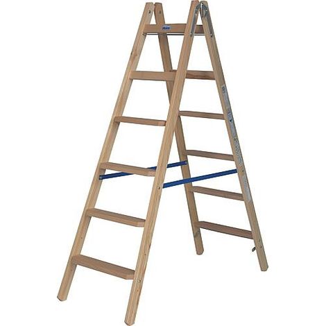 Escabeau-echelle-double (bois), hauteur travail 3,00m hauteur echelle 1,65m 2x6 (1/5)