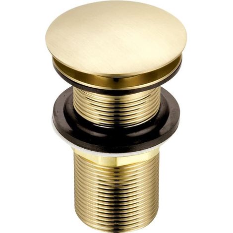 Bouchon d'évier de rechange, bombé, avec mécanisme de fermeture par simple pression, en laiton brossé, raccord rond standard G 1 1/4" BSP, 1 pièce. (1/4)