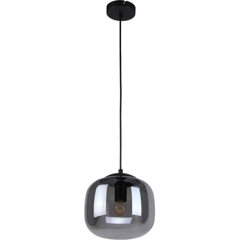 Lampada a sospensione minimal nera vetro fumé E27 Italux (1/2)