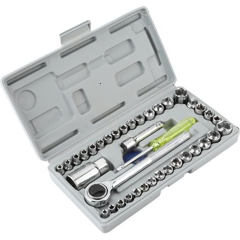 40 pcs/set Coffret clé à douille manchon combiné auto moto démontage montage réparation outils (1/5)