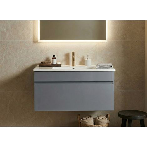 Meuble Salle de Bain 80cm à poseravec vasquerangementtiroir pour salle de bain, design moderne, installation facile (1/5)