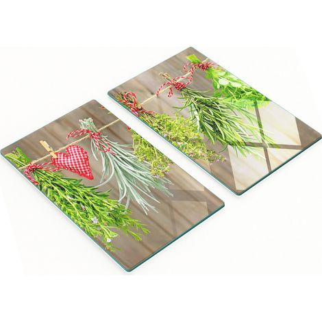 Tablas de cocina de vidrio templado con gr谩ficos de hierbas arom谩ticas, 2x30x52 cm