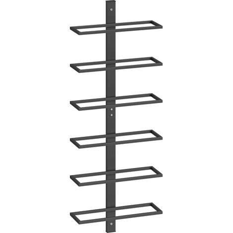 Portabottiglie da Parete 27x10x71 cm per 6 Bottiglie di Vino in Acciaio Nero (1/5)