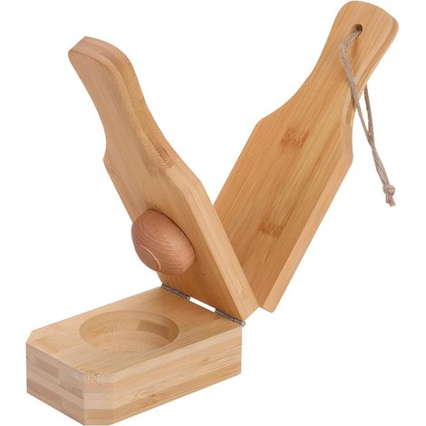 Presse-bananes en bois - Presse-bananes 2 en 1 en bambou - avec poignée - grande forme de coupe à banane - 21 x 8 x 6 cm (1/5)