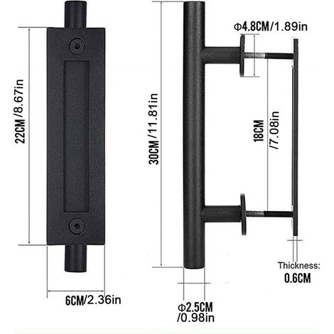 poignée de porte de grange, poignée de porte coulissante, poignée de porte de grange robuste, poignée de garage, poignée de porte, poignée de porte coulissante, pour poudre (1/4)