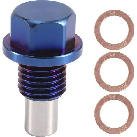Bouchon de Vidange de Carter D'huile Magnétique en Alliage D'aluminium pour la Protection du Moteur Universel Bleu Blanc (M121.5). (1/5)