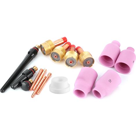 16-teiliges Keramikdüsen-Gaslinsen-Set für WIG-Schweißbrenner 17/18/26 (1/5)