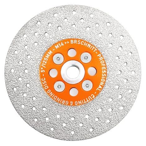 Disque Diamant 125mm Double Face Brasé Sous Vide Coupe Meulage Lame Scie Diamant pour Granit Marbre Porcelaine Carrelage Céramique Pierre Béton M14 Filetage (1/2)