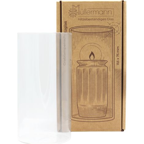 Schutzglas für 7 Tage Grablichter Ø 7,5 x 15 cm Grabkerze