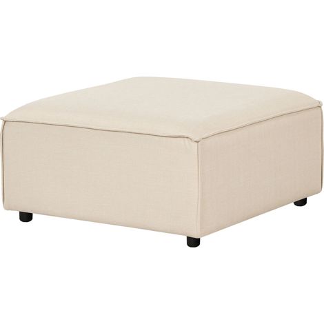 Pouf quadrato imbottito in tessuto beige e gambe nere Ardal
