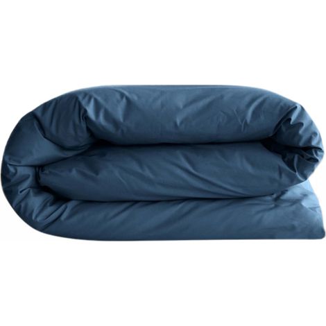 Housse de couette uni percale de coton MANOIR 280x240 cm (1/5)