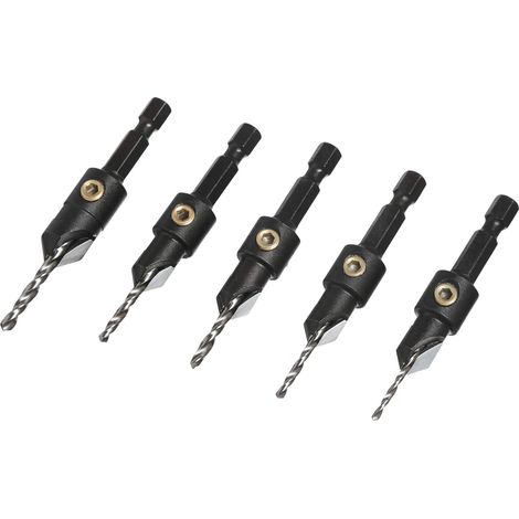 TREND 5-Piece TCT Countersink & Pilot Drill Set Hex Shank with HSS Pilots for Wood (1/5)