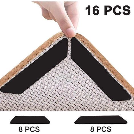 16 Stück doppelseitige, waschbare und abnehmbare Anti-Teppich-Pads, schwarz (1/5)