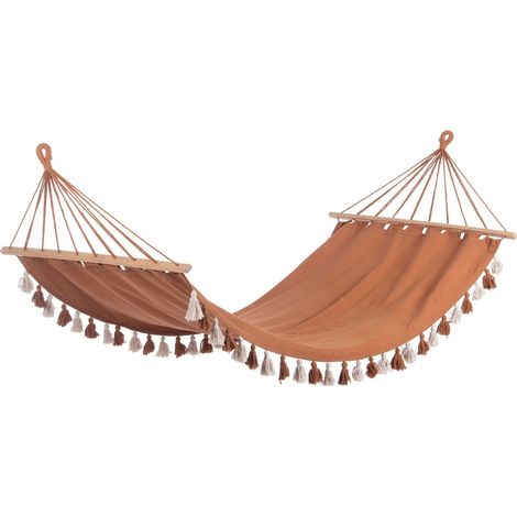 Amaca da giardino "Tassel" seduta comoda e rilassante in tessuto, 100 x 200 cm -Bianco e Arancio (1/4)