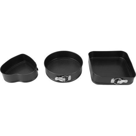 3-teilige Kuchenform aus Kohlenstoffstahl mit herausnehmbarem Boden, Herzform (22 cm), runde Form (24 cm), quadratische Form (26 cm) zum Backen (1/5)