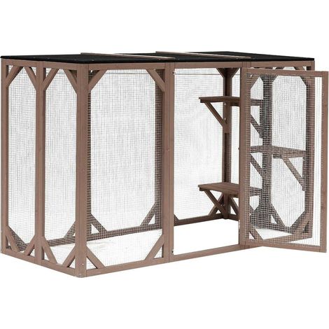 Recinto para gatos de exterior madera robusta 180 cm 3 zonas de descanso 160001711 (1/4)