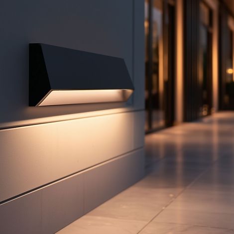 Baliza Exterior LED 3W Superficie Pared Rectangular Tunez 2700K M Antracita Blanco Cálido