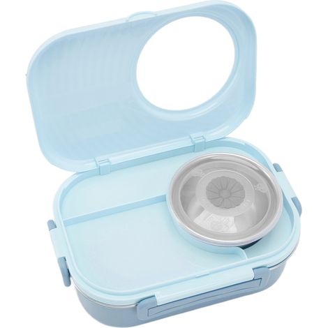 Bento-Lunchbox, 1450 ml, Edelstahl, Thermofach, doppelwandiger Lunchbehälter für Schüler, hellblau (1/5)