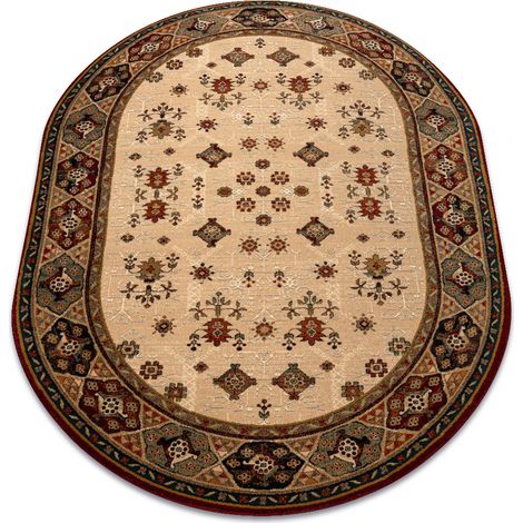 Wollteppich OMEGA Oval TAROS orientalisch rote 2 Terrakotta beige 170x235 cm