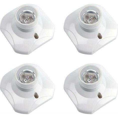 Douille Plafond E27 à Visser, Douille E27 Garage, AC 220-240V, Support Douille pour Ampoule LED, Base Plafonnier Culot E27, Base de Lampe Plastique Blanche pour Lampe au Mur, lot de 4- (1/4)