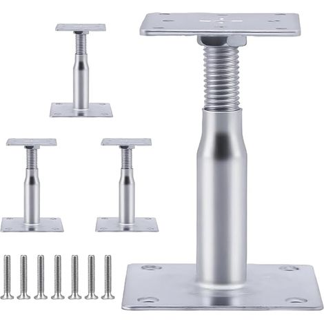 support de poteau réglables en hauteur, tige de poteau en acier à paroi épaisse, hauteur de 100 à 150 mm, à visser, pied de support réglable pour clôtures, abris, abris pour voitures