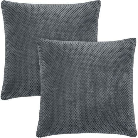 Lot de 2 Housses de Coussins 45x45cm Rectangulaire Coussin Exterieur en Velours Salon Moderne pour Chambre Confortable gris (1/4)