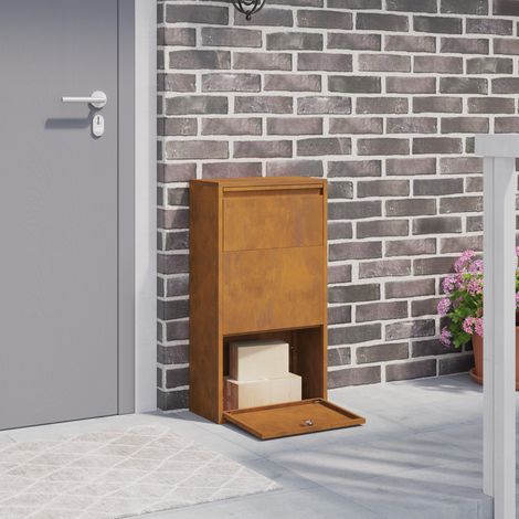 Paketdrop-Box mit Tür Rostig 44 x 22 x 82 cm Wetterfeststahl