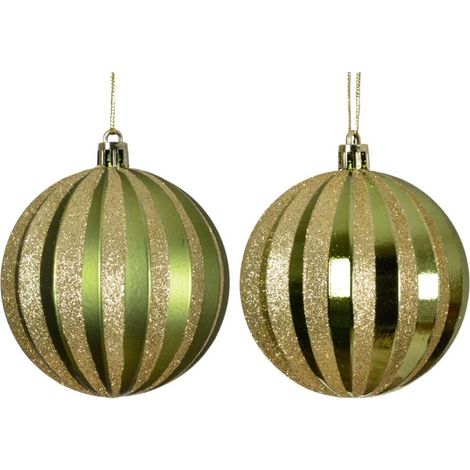 Pallina di Natale Verde e Oro Scintillante - D. 8 cm