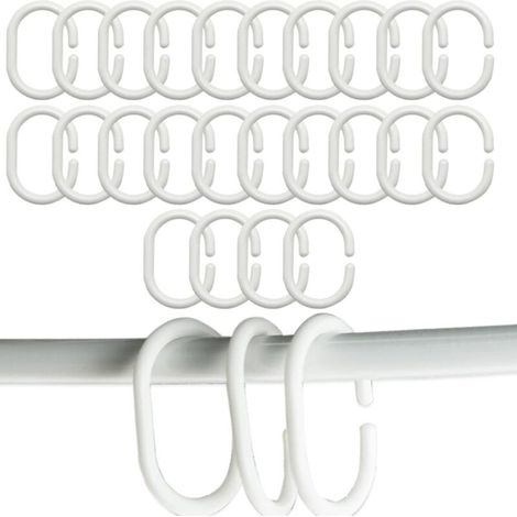 24 anelli in plastica a forma di C per tende da doccia, ganci per tende da porta e da finestra. (1/4)