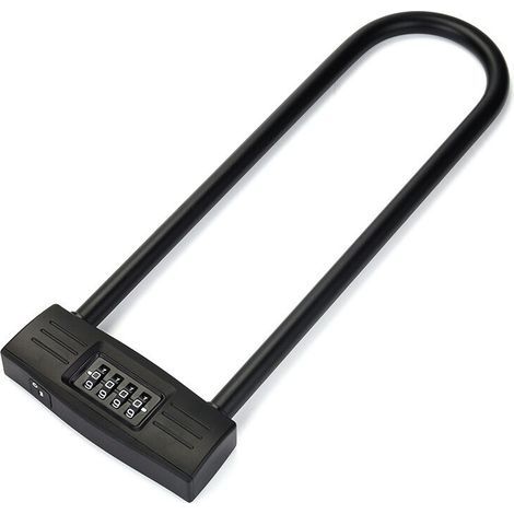 4-Digit U-Lock Motorcycle/Bicycle Lock - Combination Lockable/Resettable D-Lock for Bicycles/Lockable Door. (Black) One piece. (1/5)