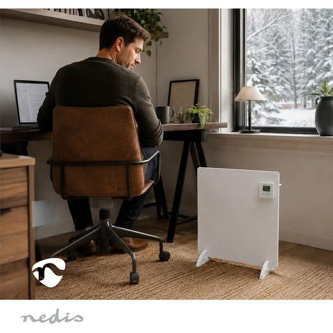 Nedis Multipack Infrarot-Heizpaneel / 425 W / Verstellbares Thermostat / IP44 / Weiss - 4 Stück
