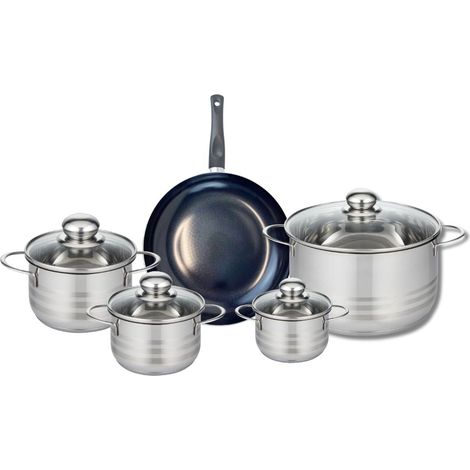 Ensemble de 1 Poêle de cuisson 24 cm et 4 faitouts 12, 14, 16 et 24 cm Elo Prima Brillant (1/5)