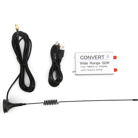 USB RTL SDR Receiver Silver Aluminum Alloy 100KHz-1.7GHz UV HF RTL-SDR with Antenna (1/5)
