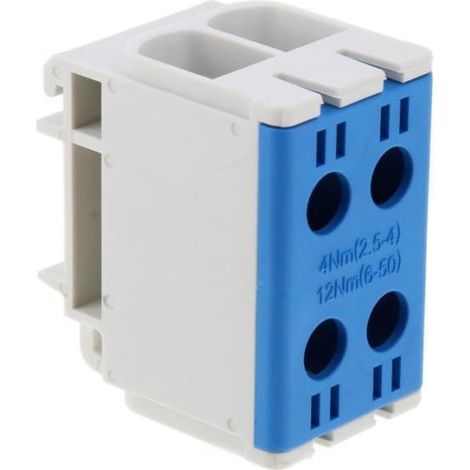Verteilerblock 2x1-polig AL/CU 2,5-50mm2 blau flach und Schienenmontage WLZ35/2x50/n 48.250