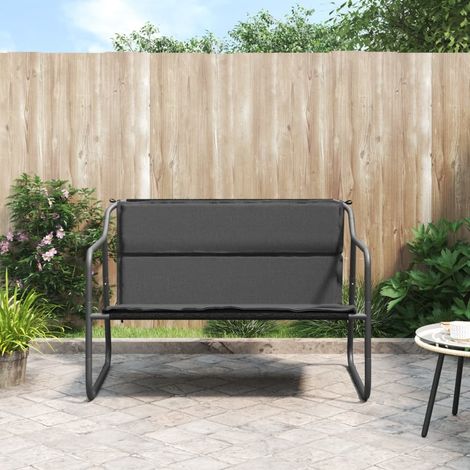Banc de jardin en tube d'acier avec dossier. Coussin gris anthracite (1/5)
