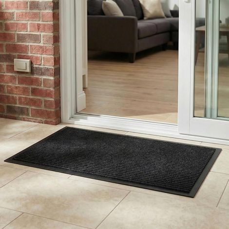 (Noir, 40x60cm)Tapis d’Intérieur Antidérapant et Absorbant,Profil Bas, Lavable Paillassons pour Porte,Jardin, Cour,Salle de Bain et (1/4)