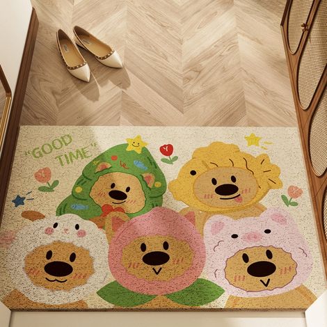 LAN boucle en soie de 4060 cm Tapis d'entrée à motifs de dessins animés, résistant aux taches et facile à nettoyer, tapis en soie bouclée pour la maison, entrée, résistant à l'usure et antidérapant. (1/5)