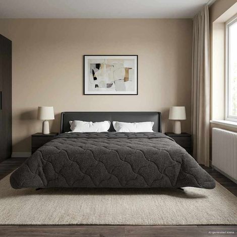 vidaXL Duvet d'hiver Matelassé Anthracite 240 x 260 cm (1/5)