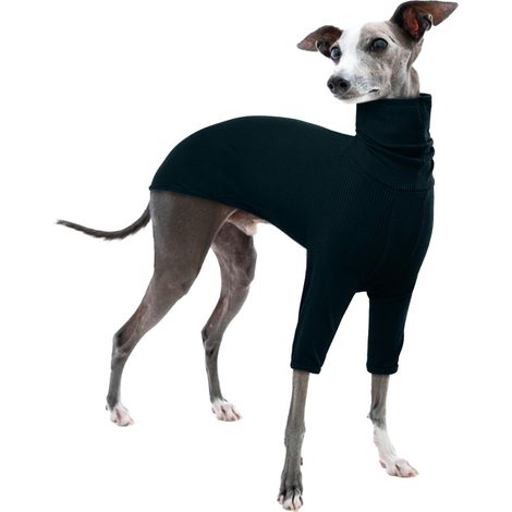 Pull à col roulé noir pour chiens de type lévrier et whippet, vêtement d'hiver élastique et léger, manteau chaud à 2 pattes pour petits et moyens chiens (1/5)
