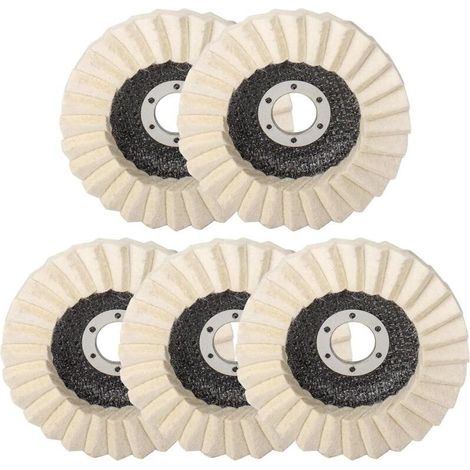 5 Pcs Disque de Polissage en Feutre de Laine, 125mm x 22,2 mm Disque Polissage Feutre, Disque Lamelle Feutre, pour Polissage Verre, Métal (1/4)