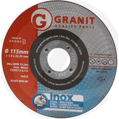 Disque à tronçonner (acier) Fin
